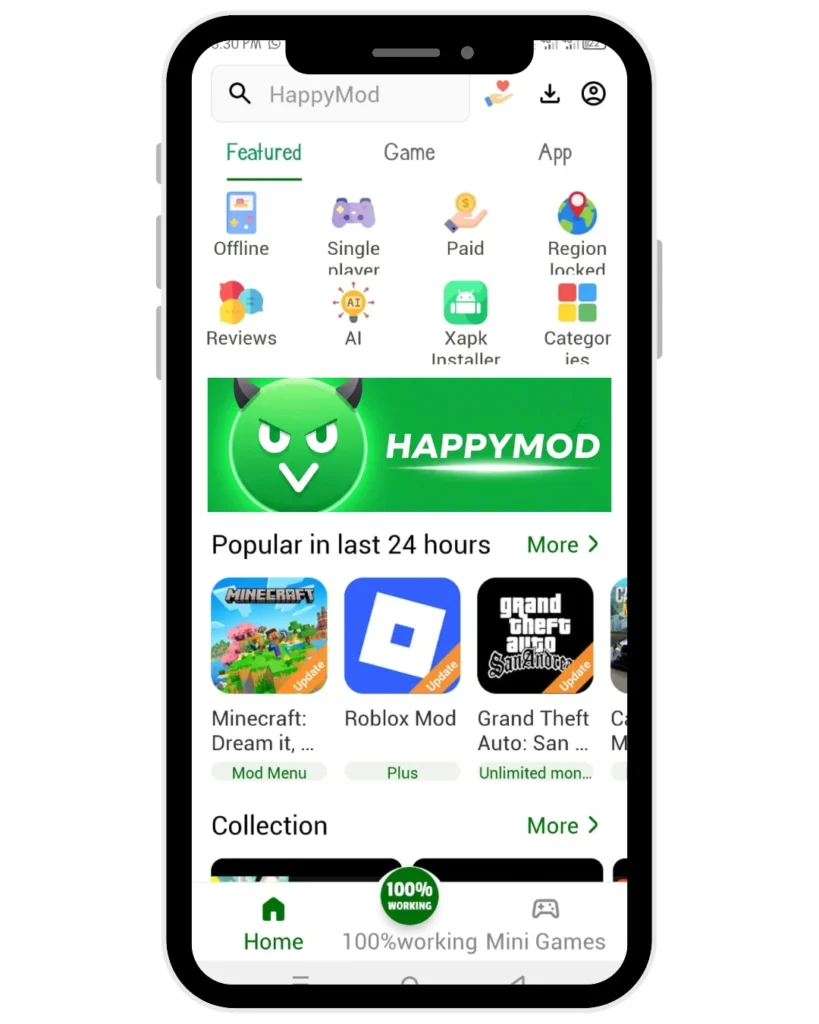 HappyMod Homepage Screenshot
