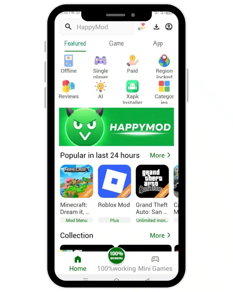 HappyMod Homepage Screenshot