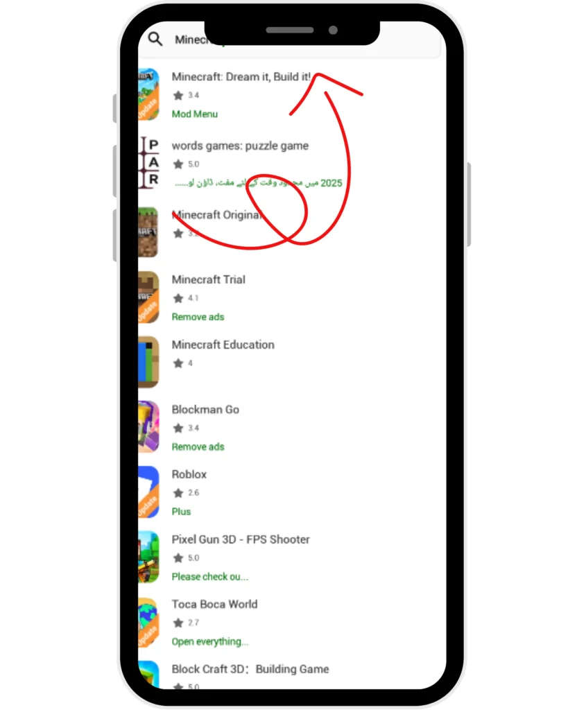 Search Apps from Top Search Bar in HappyMod