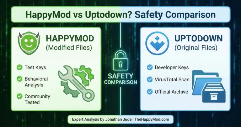 HappyMod vs Uptodown Safety Comparison