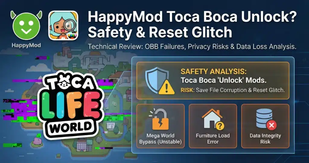 HappyMod Toca Boca Unlock Safety & Reset Glitch